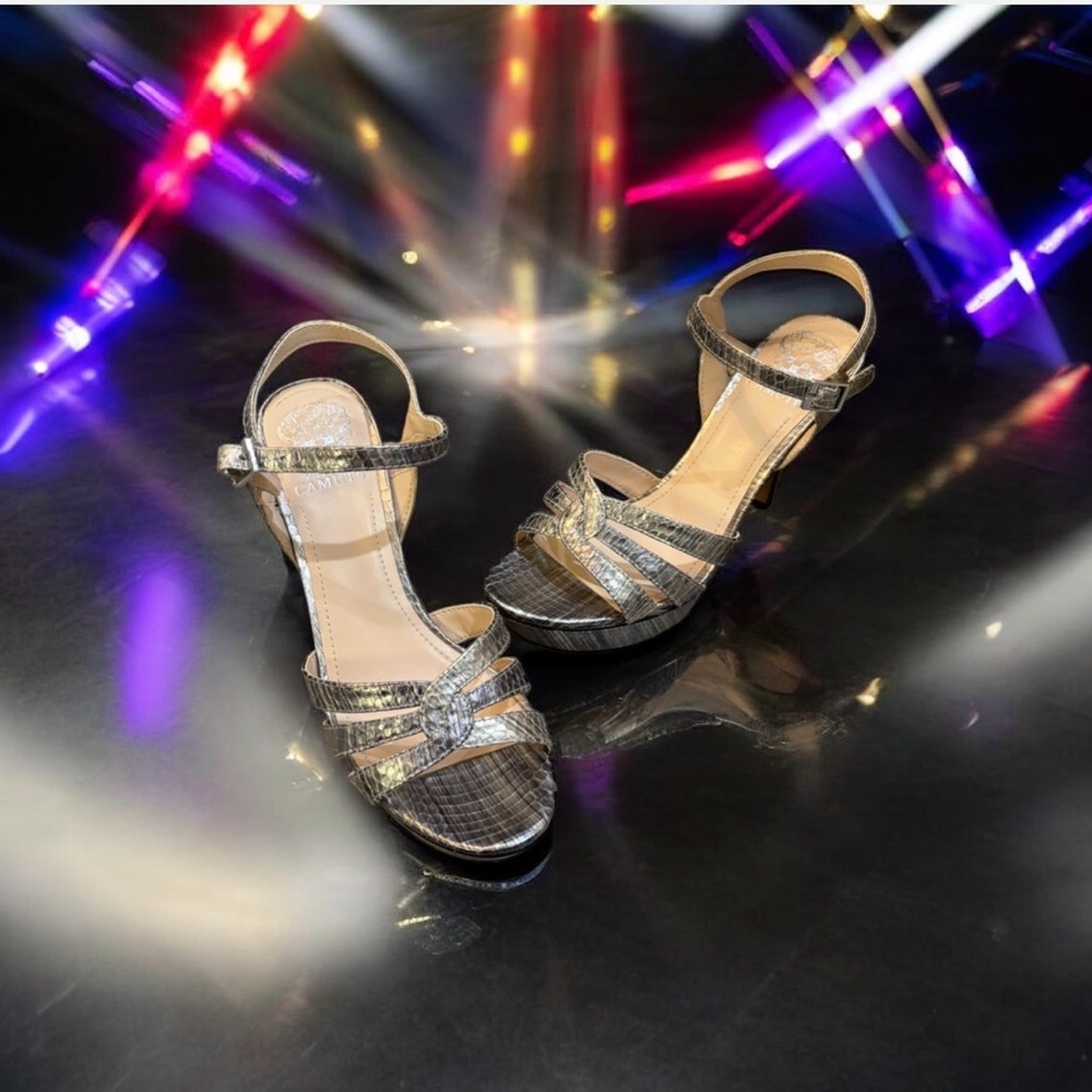 Vince Camuto Shimmering Gold Strappy Heels - Picture 5 of 16